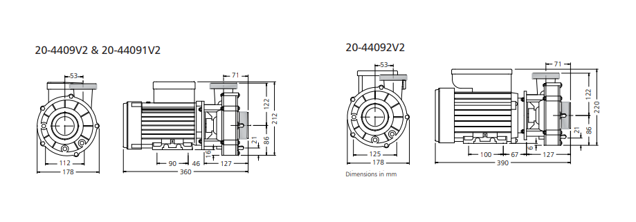 Dimensions pompes HydroAir HA440